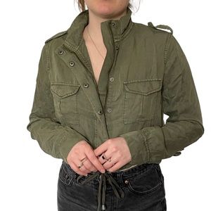 NWT Neeley Army Green Lightweight Cropped Zip Up Jacket